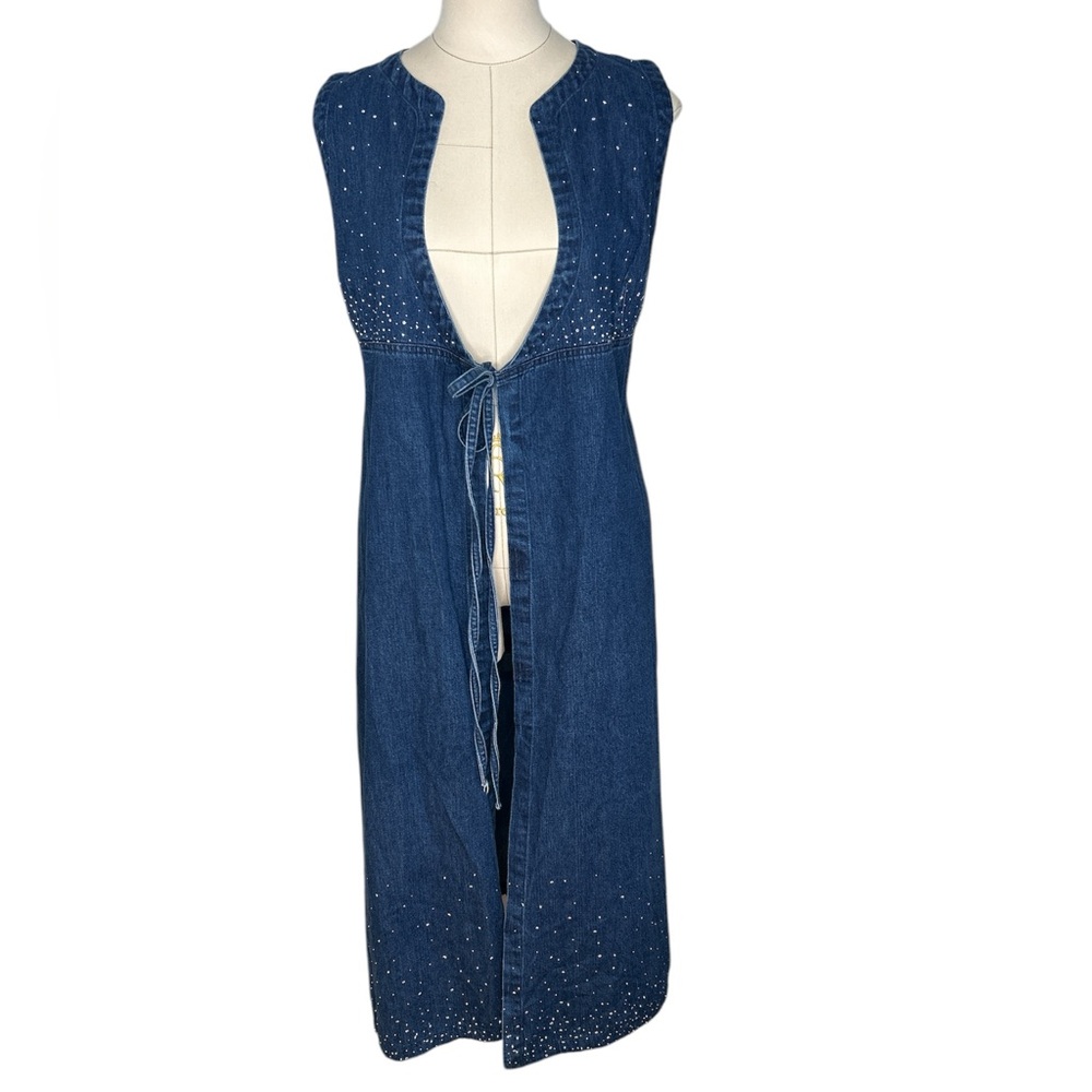 Fendi denim 90’s indigo crystal rhinestone embellished dress